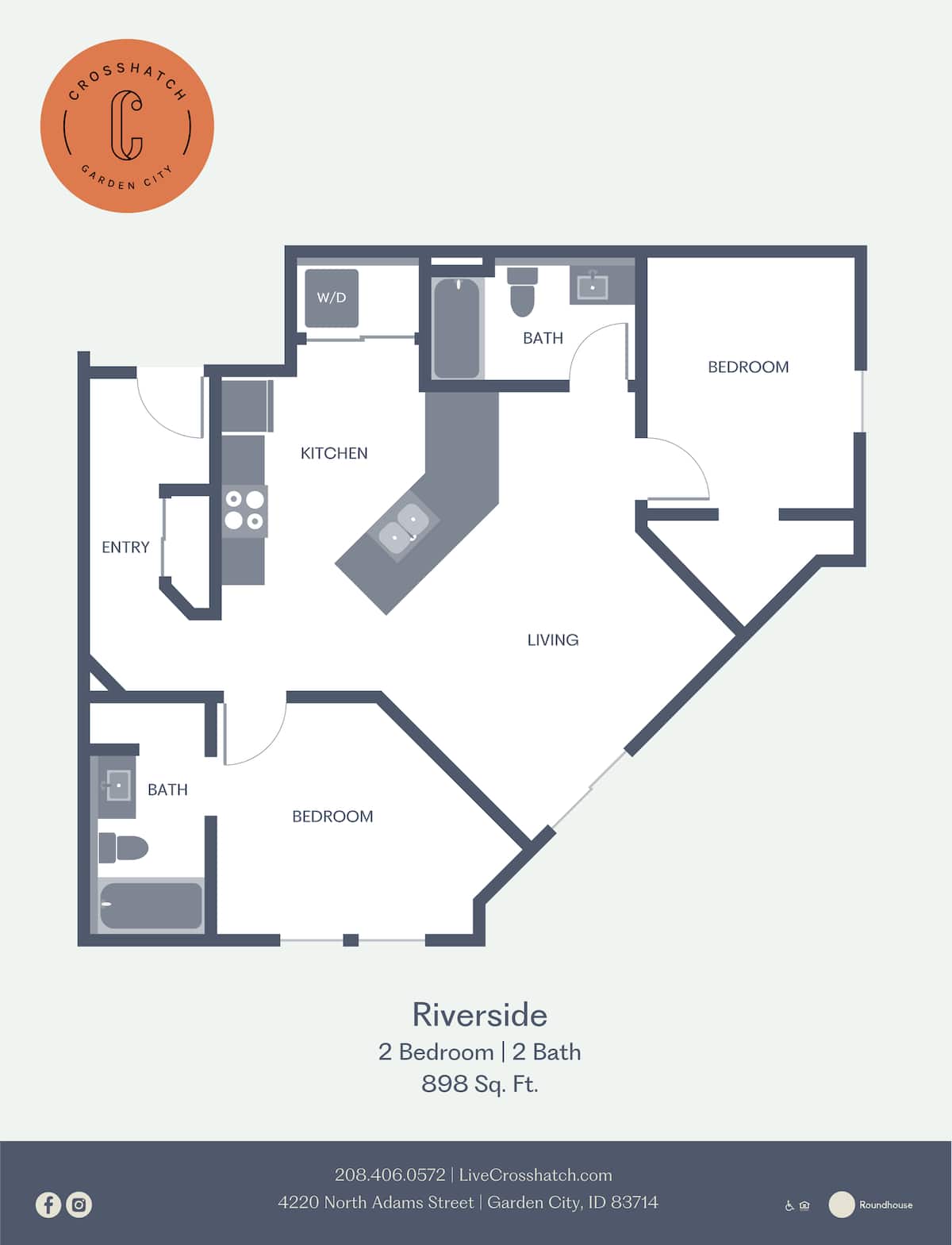 Floorplan diagram for Riverside, showing 2 bedroom