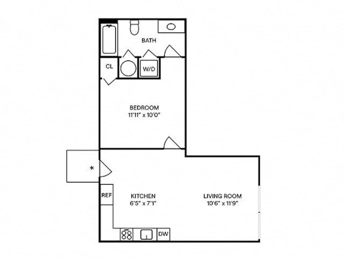 Floorplan diagram for A3 Furnished, showing 1 bedroom