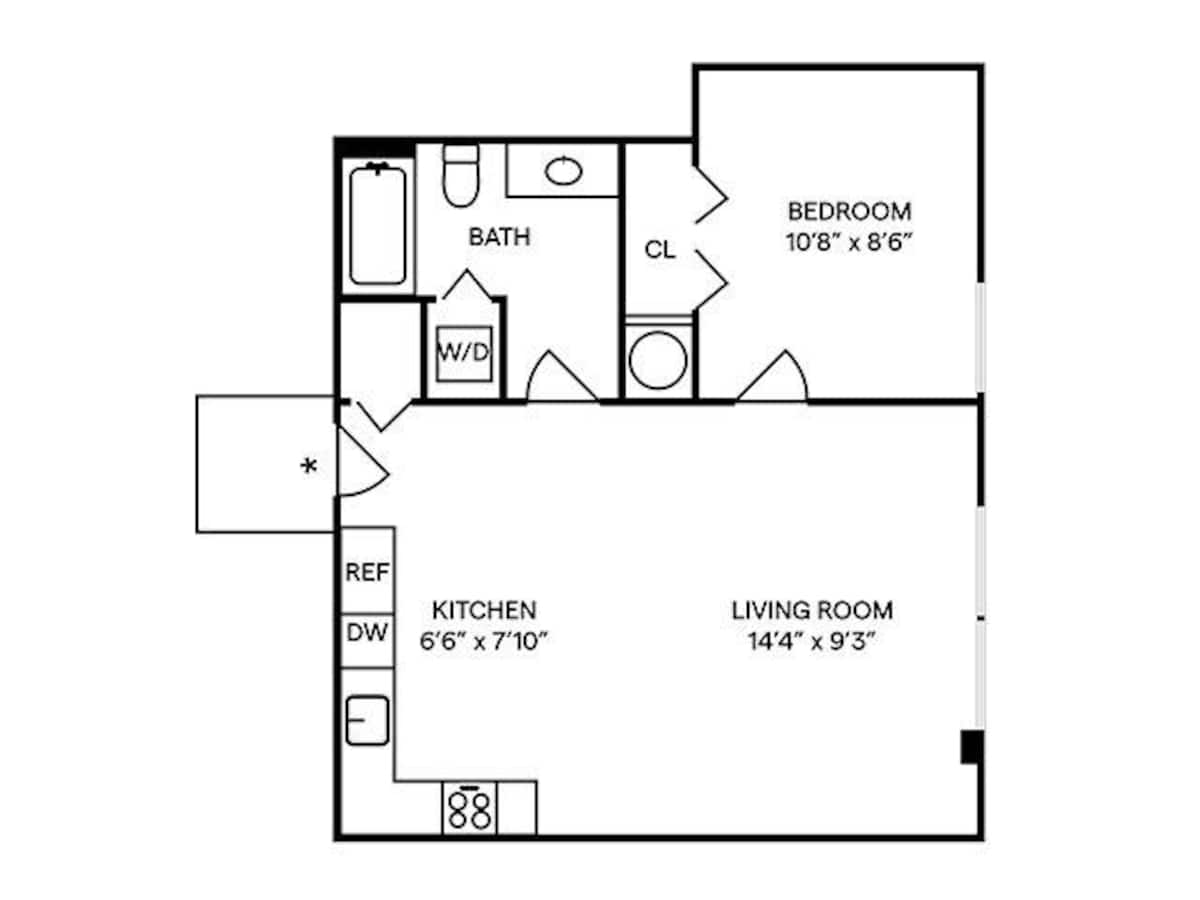 Floorplan diagram for A4 Furnished, showing 1 bedroom