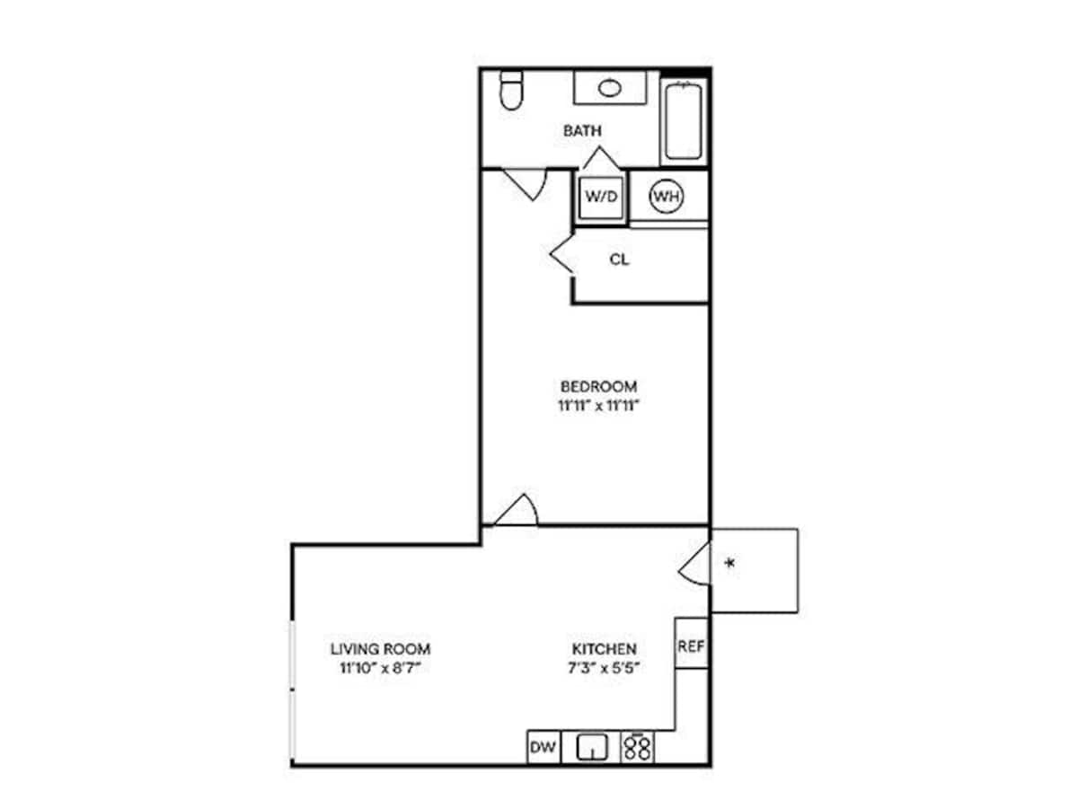 Floorplan diagram for A7 Furnished, showing 1 bedroom