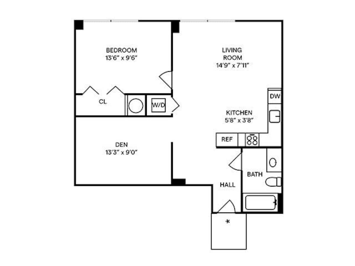 Floorplan diagram for A10 Furnished, showing 1 bedroom