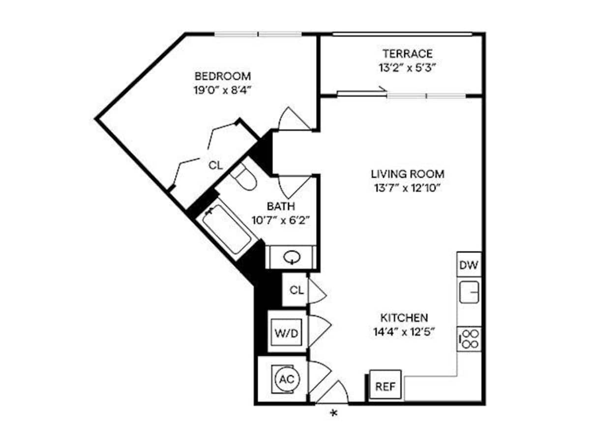 Floorplan diagram for A2, showing 1 bedroom