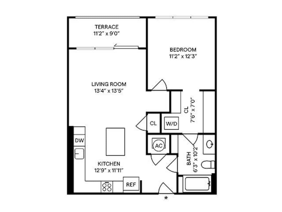 Floorplan diagram for A3, showing 1 bedroom