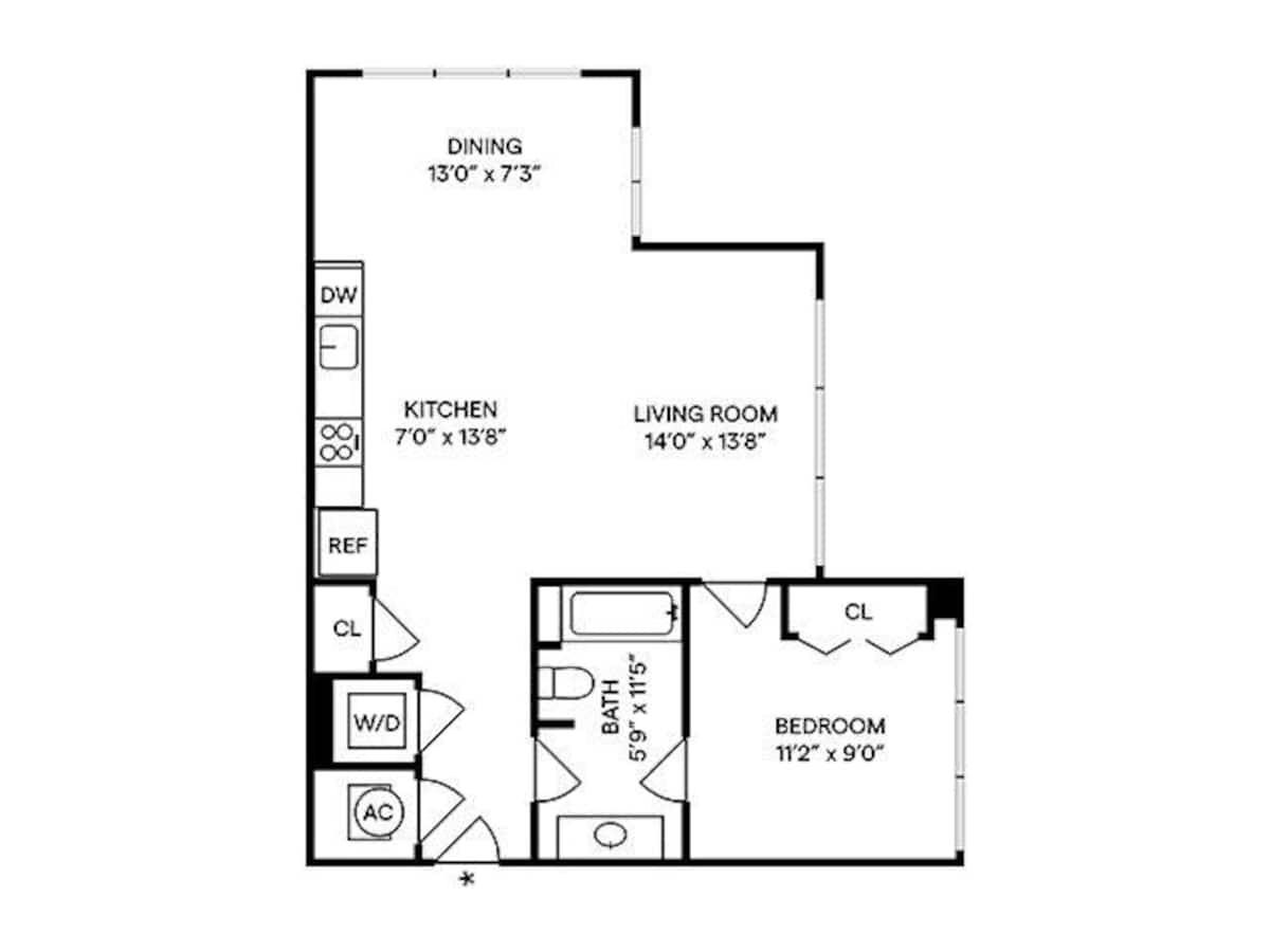 Floorplan diagram for A4, showing 1 bedroom