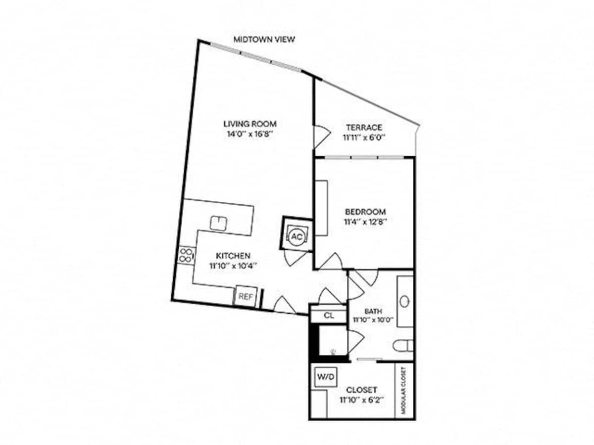 Floorplan diagram for A8, showing 1 bedroom