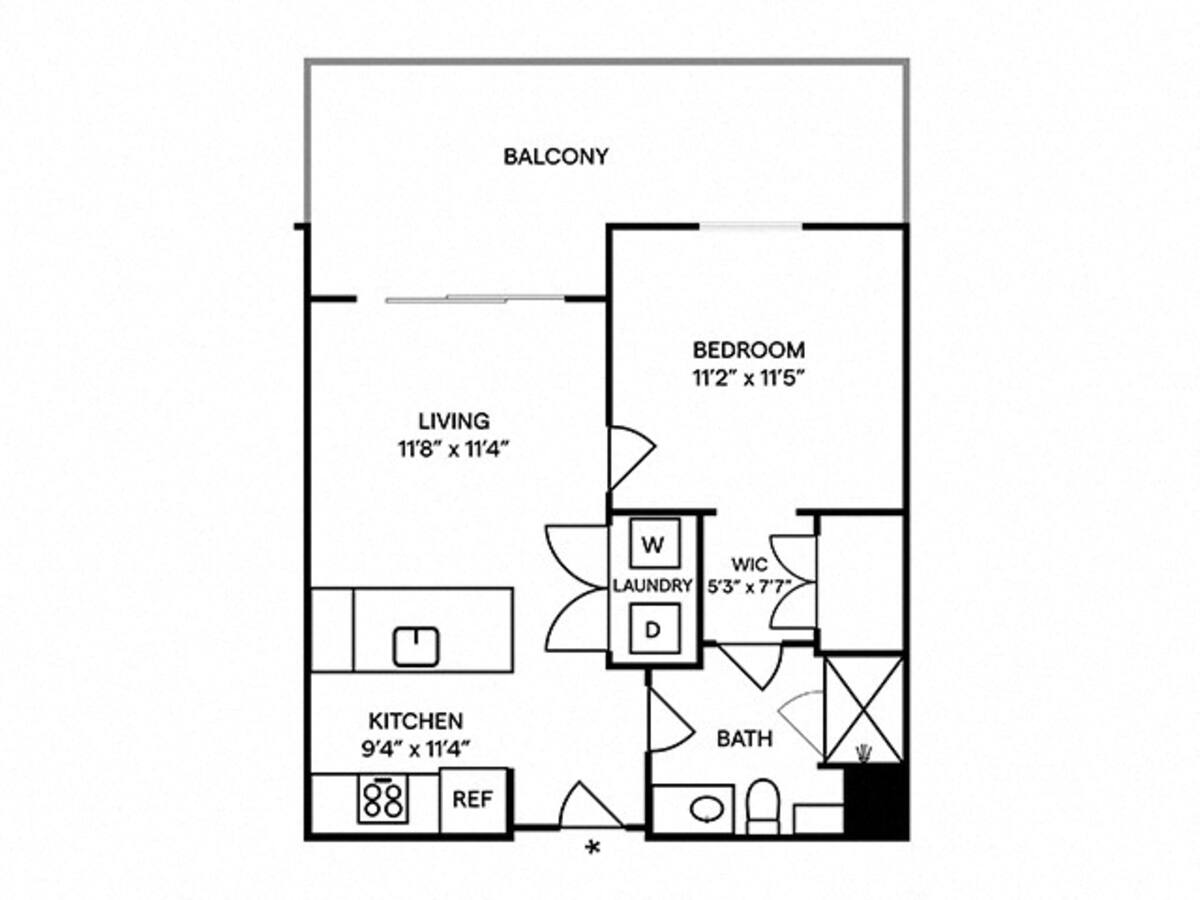 Floorplan diagram for A2, showing 1 bedroom
