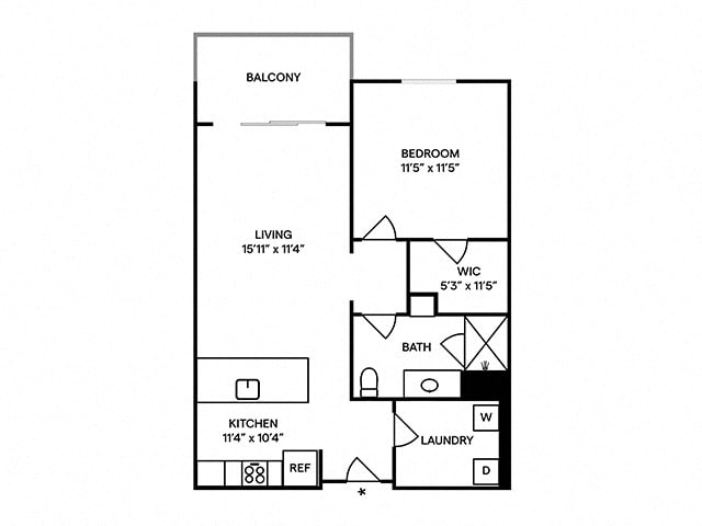 Floorplan diagram for A6, showing 1 bedroom