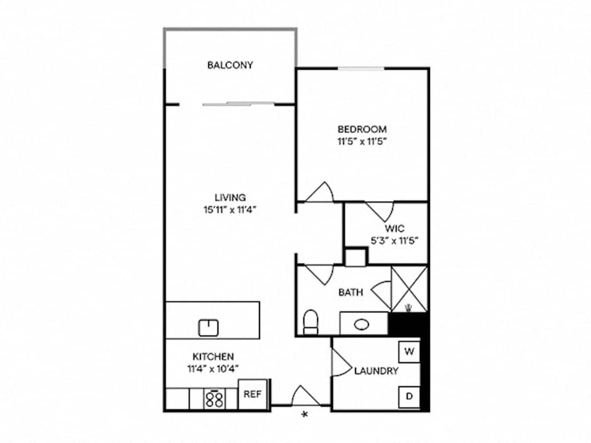 Floorplan diagram for A6, showing 1 bedroom