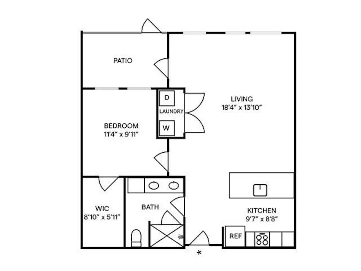 Floorplan diagram for A9, showing 1 bedroom