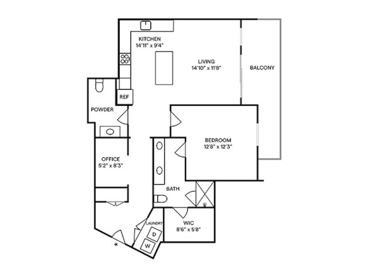 Floorplan diagram for A17, showing 1 bedroom