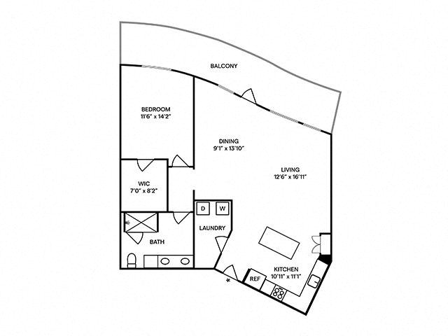 Plano de A18, que muestra 1 dormitorio
