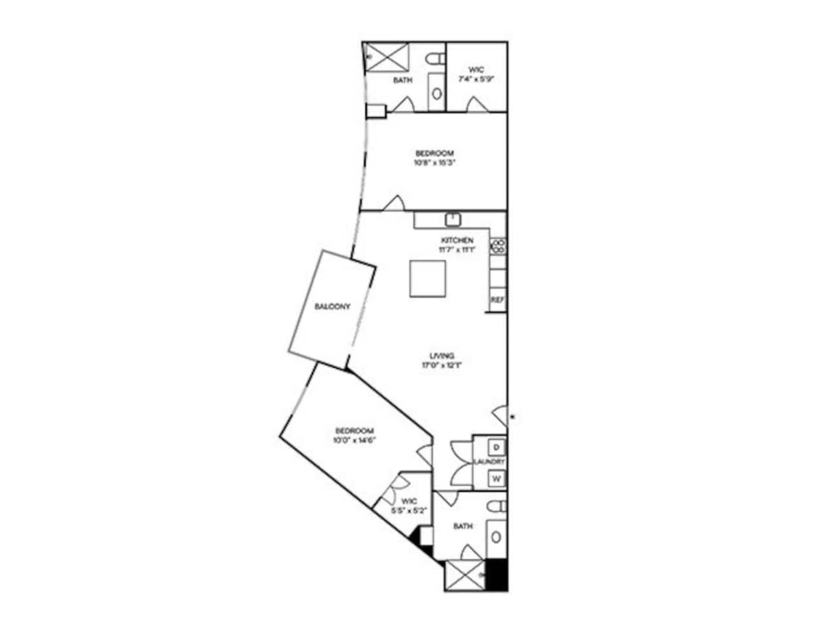 Floorplan diagram for B5, showing 2 bedroom