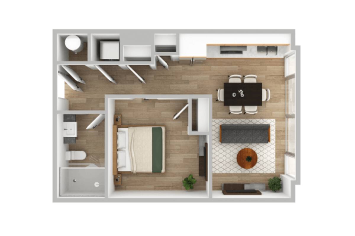 Floorplan diagram for A2F, showing 1 bedroom