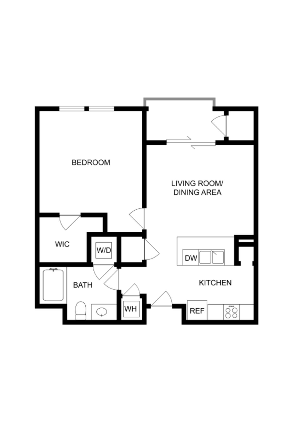Floorplan diagram for A1, showing 1 bedroom