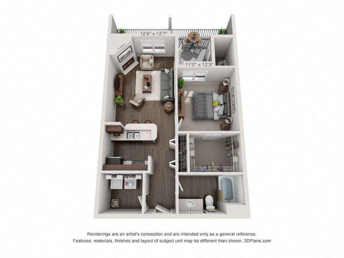 Floorplan diagram for A1, showing 1 bedroom
