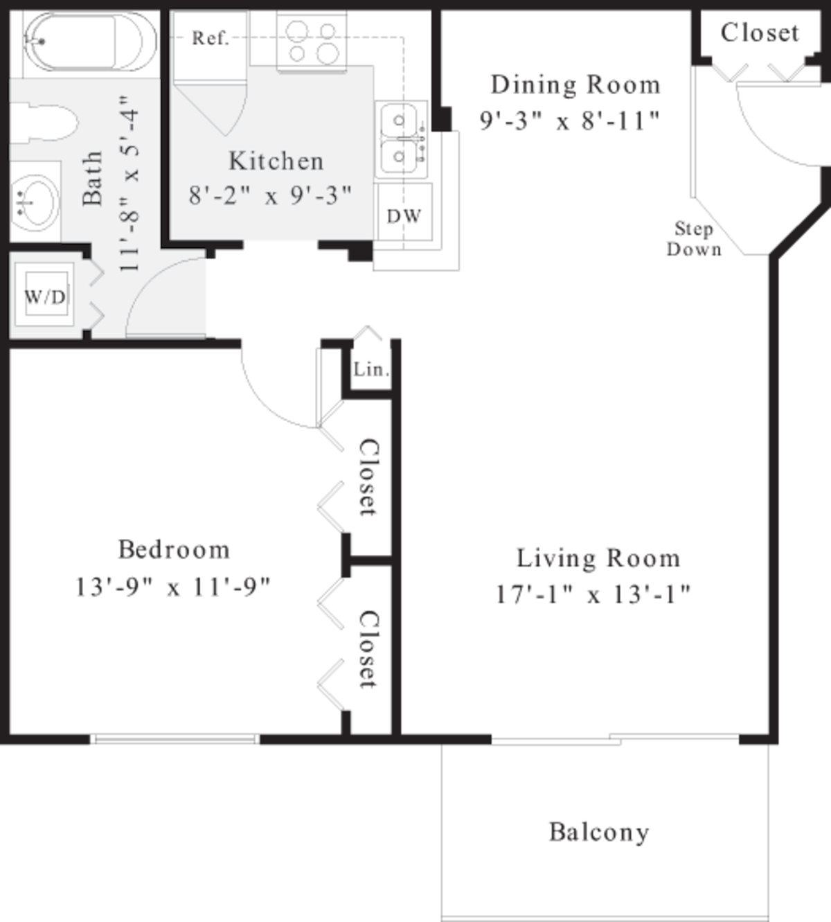 Floorplan diagram for A2 - Renovated, showing 1 bedroom