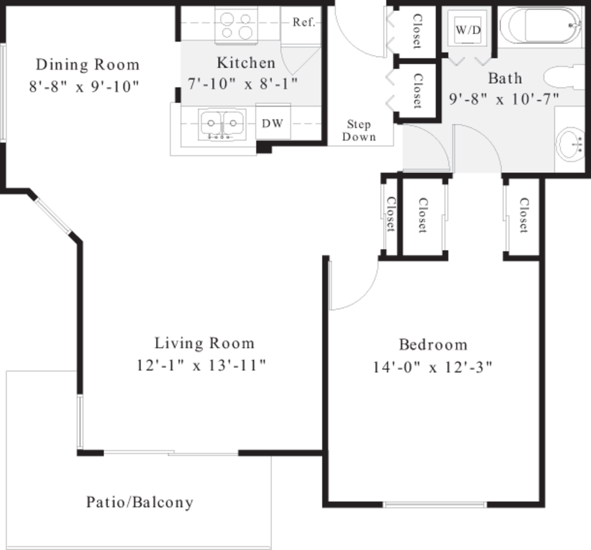 Floorplan diagram for A3 - Renovated, showing 1 bedroom