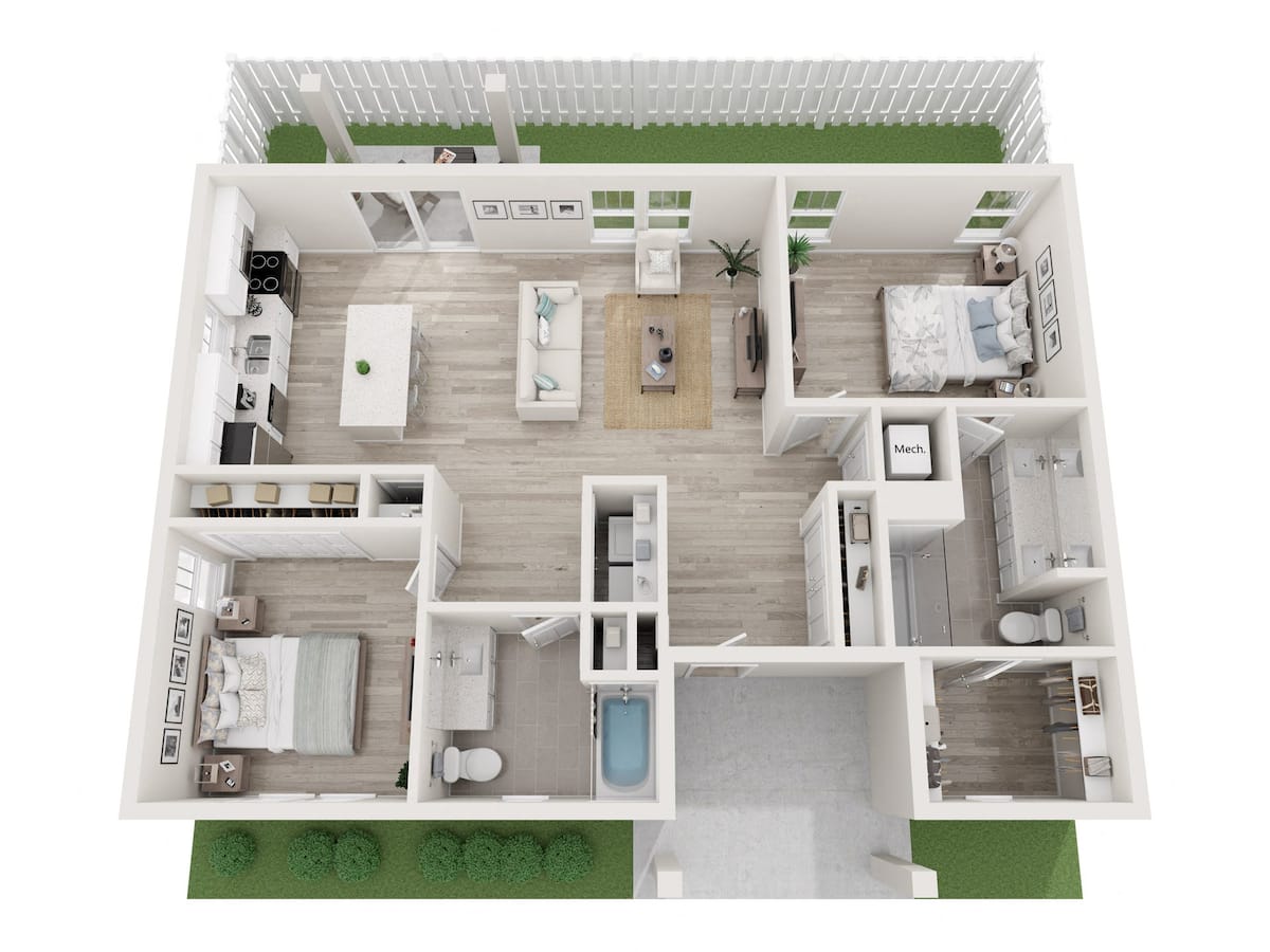 Floorplan diagram for The Retreat, showing 2 bedroom