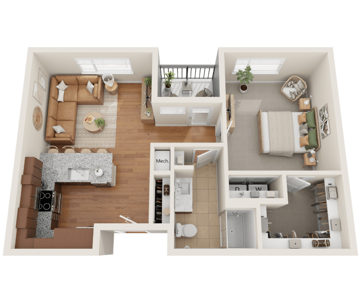 Floorplan diagram for A, showing 1 bedroom