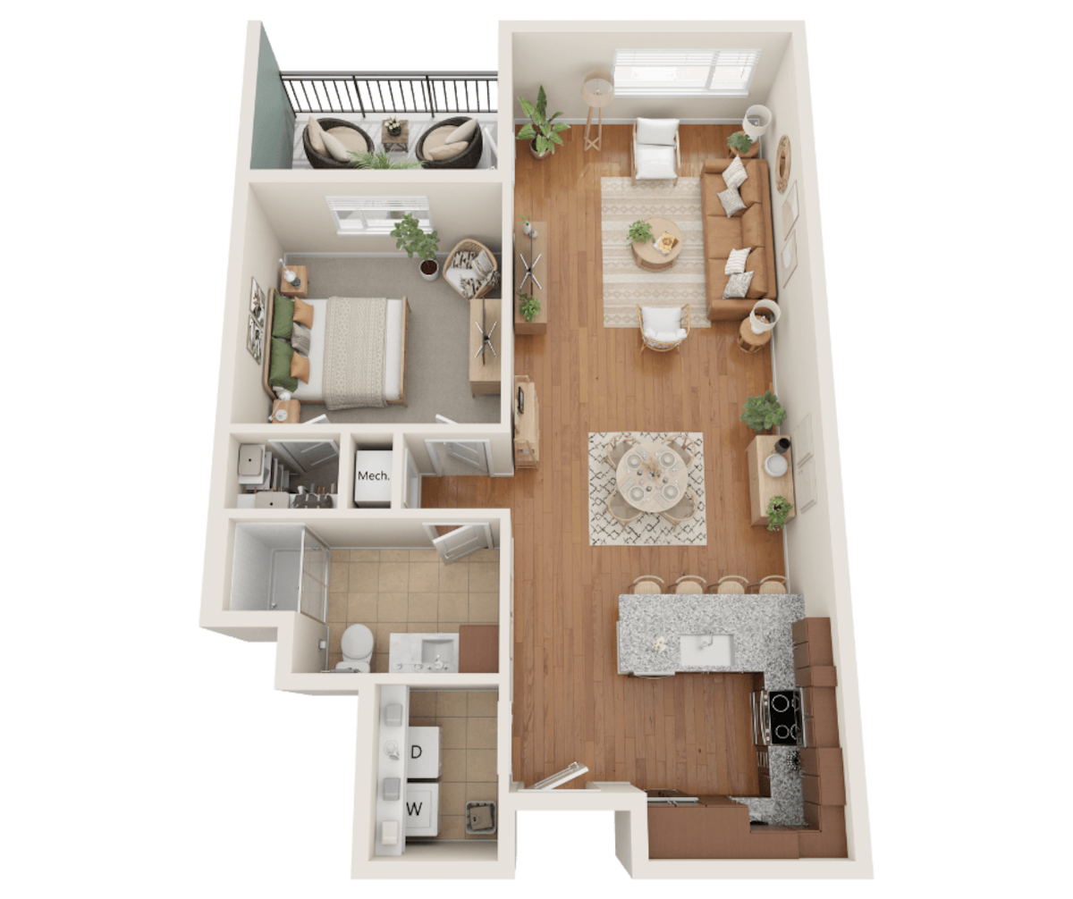 Floorplan diagram for A1, showing 1 bedroom
