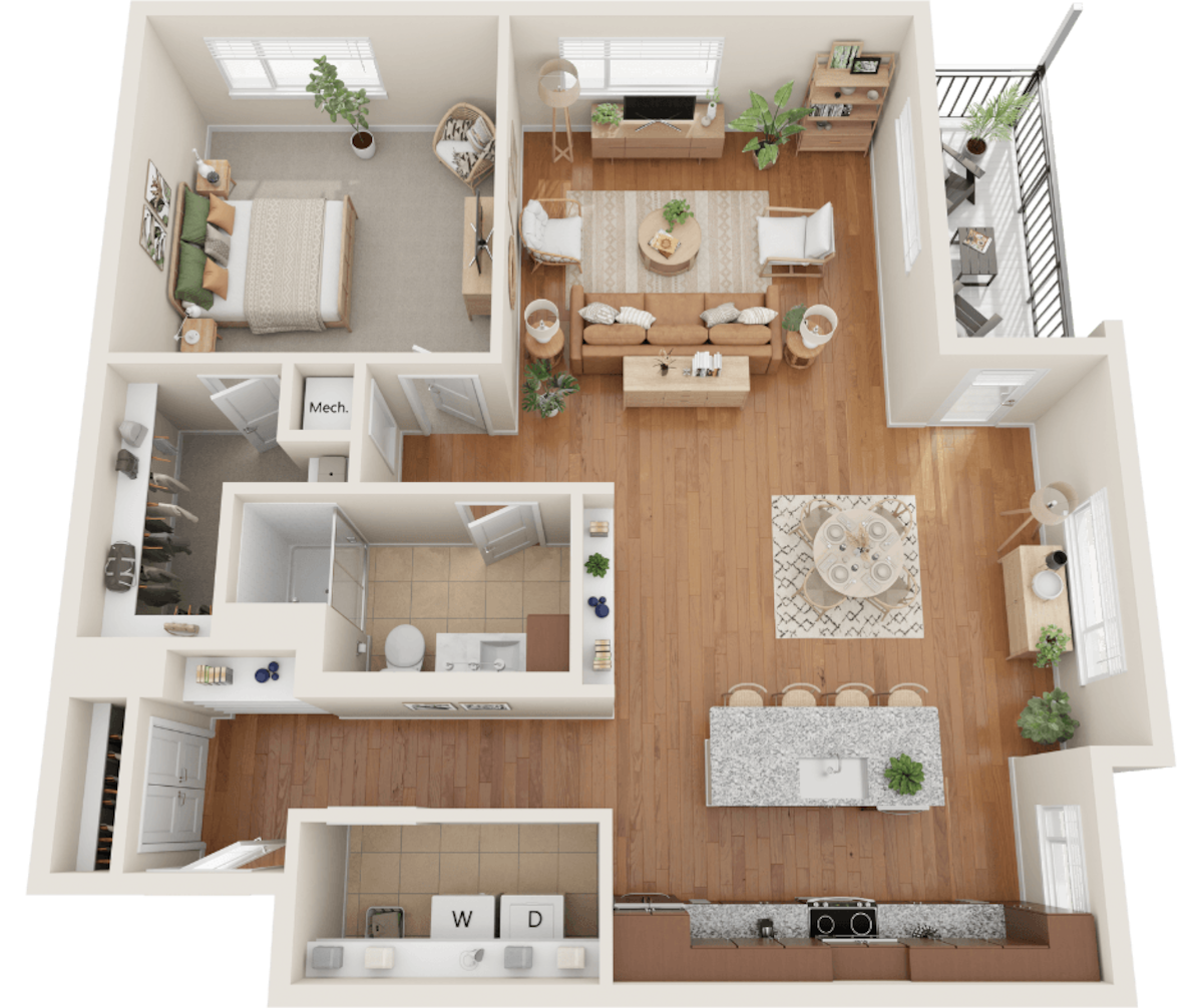 Floorplan diagram for A2a, showing 1 bedroom