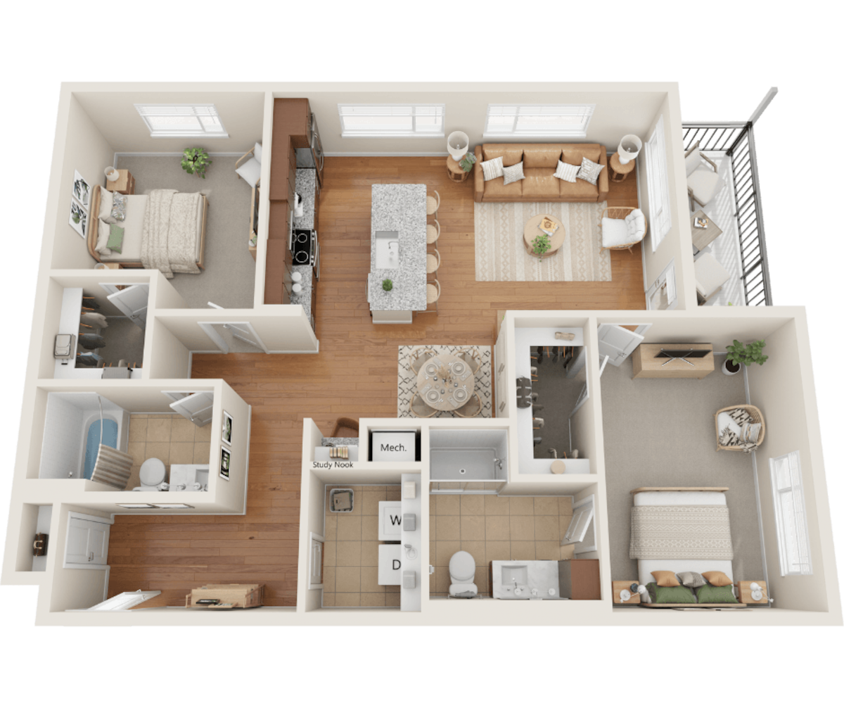 Floorplan diagram for B1, showing 2 bedroom