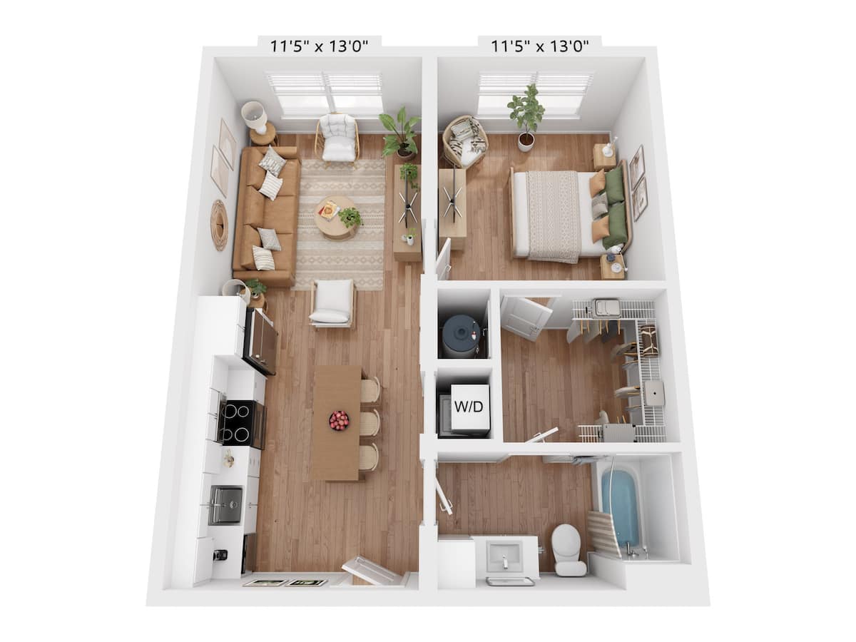 Floorplan diagram for A1, showing 1 bedroom