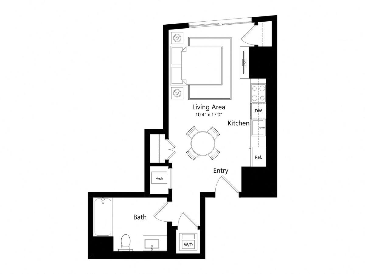 Floorplan diagram for Studio B, showing Studio