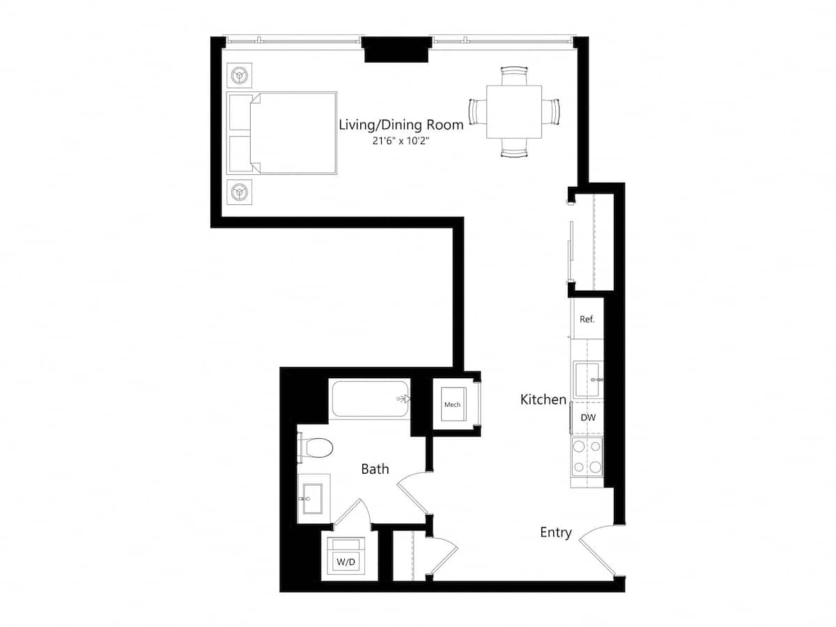 Floorplan diagram for Studio I, showing Studio