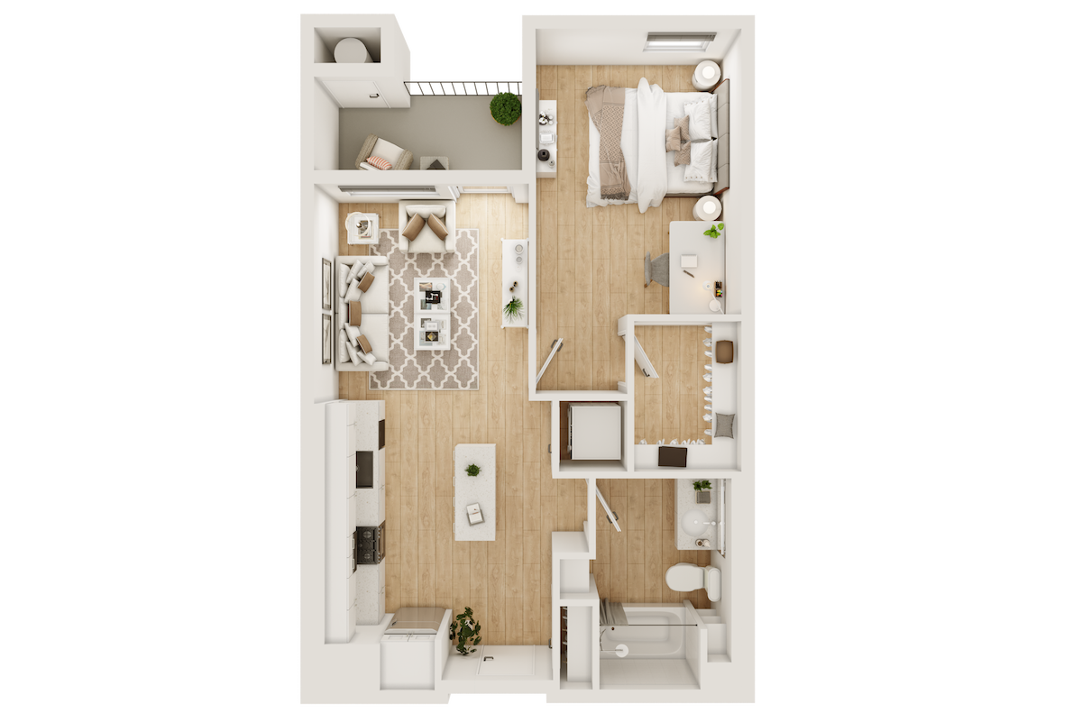 Plan pour 1A.1, montrant 1 chambre