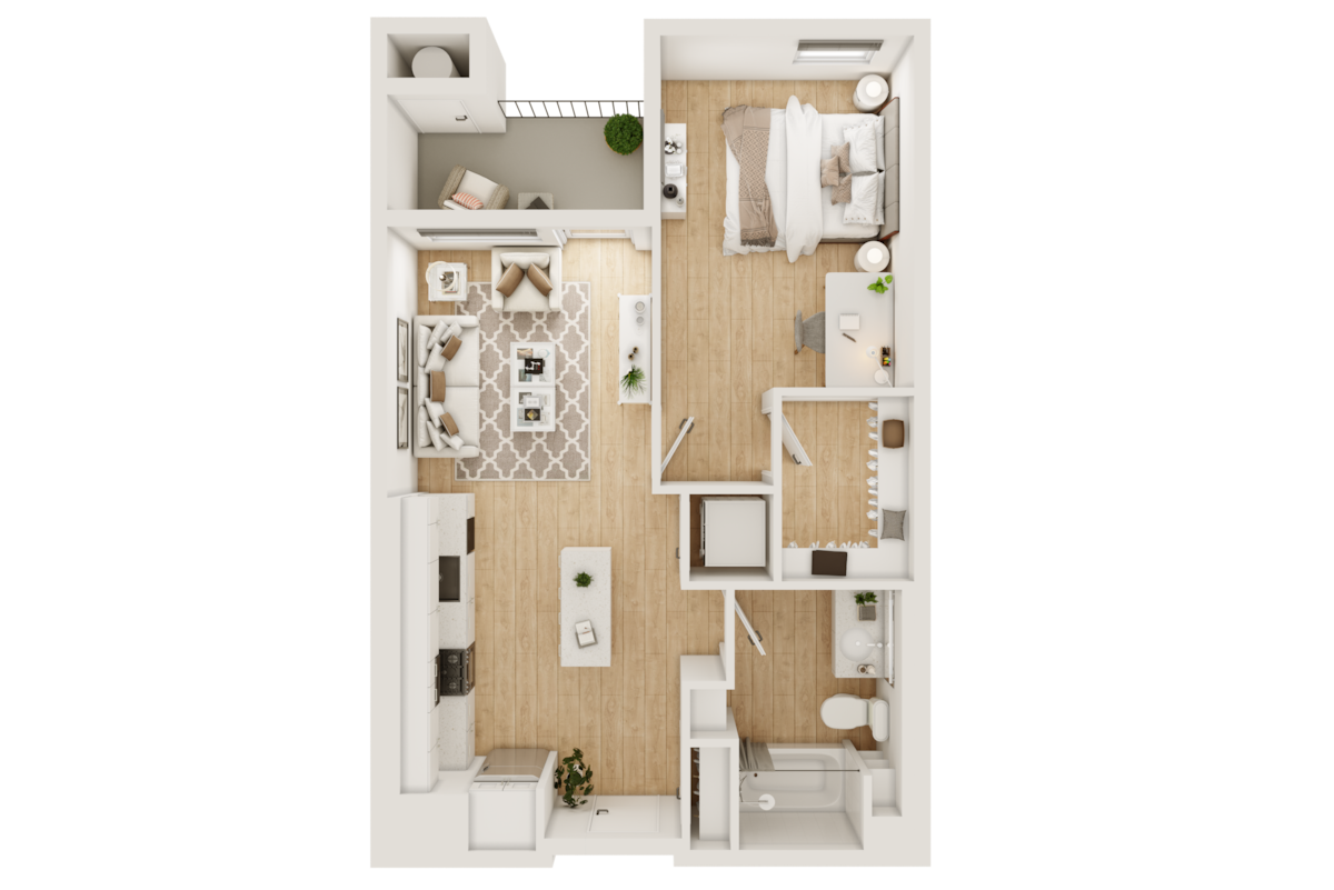 Floorplan diagram for 1A.1, showing 1 bedroom