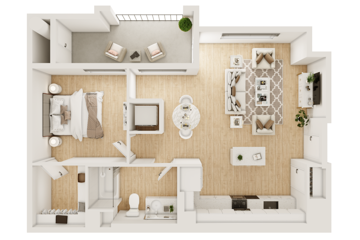 Floorplan diagram for 1B.1, showing 1 bedroom
