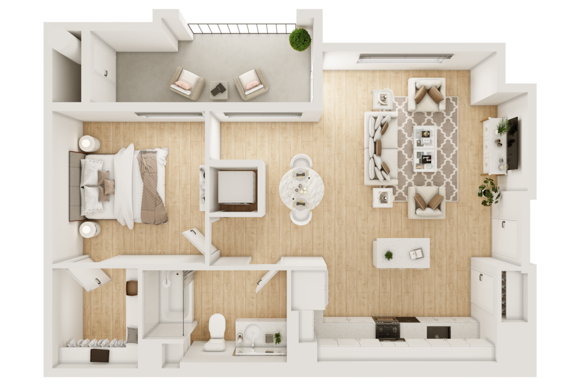 Floorplan diagram for 1B, showing 1 bedroom