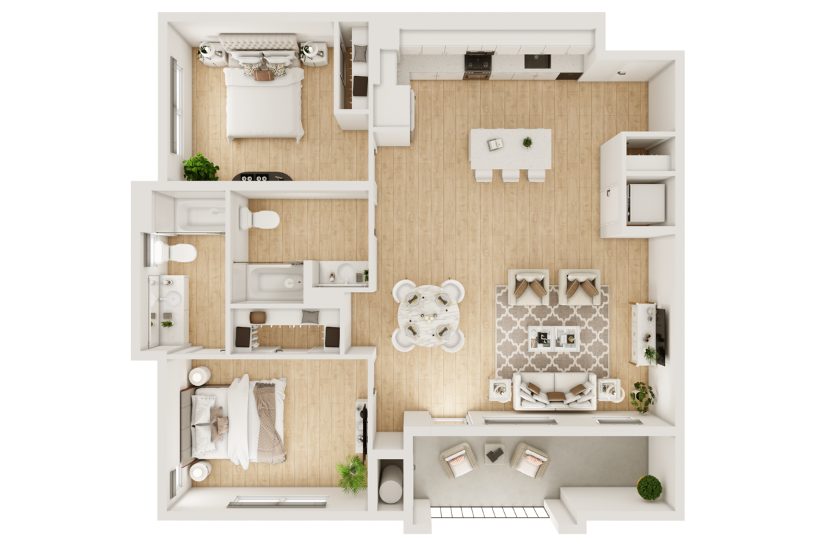 Floorplan diagram for 2B, showing 2 bedroom