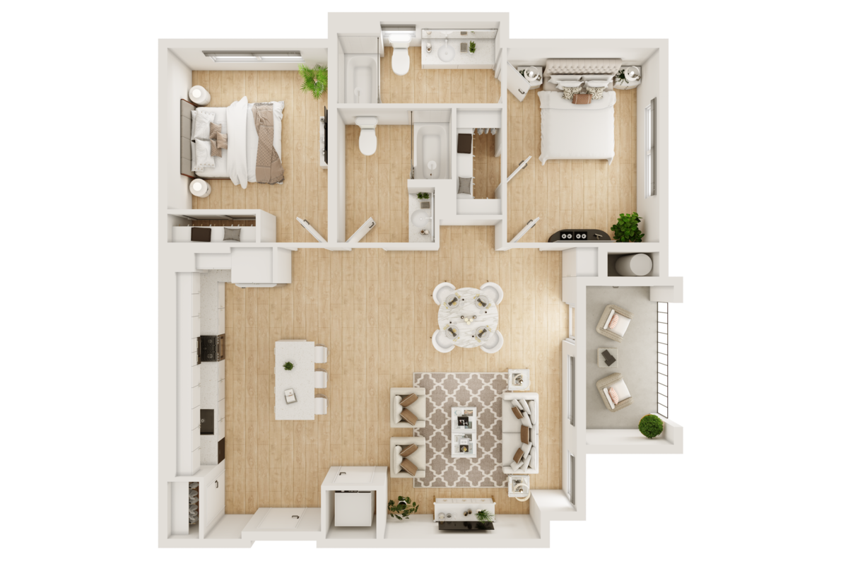 Floorplan diagram for 2A, showing 2 bedroom