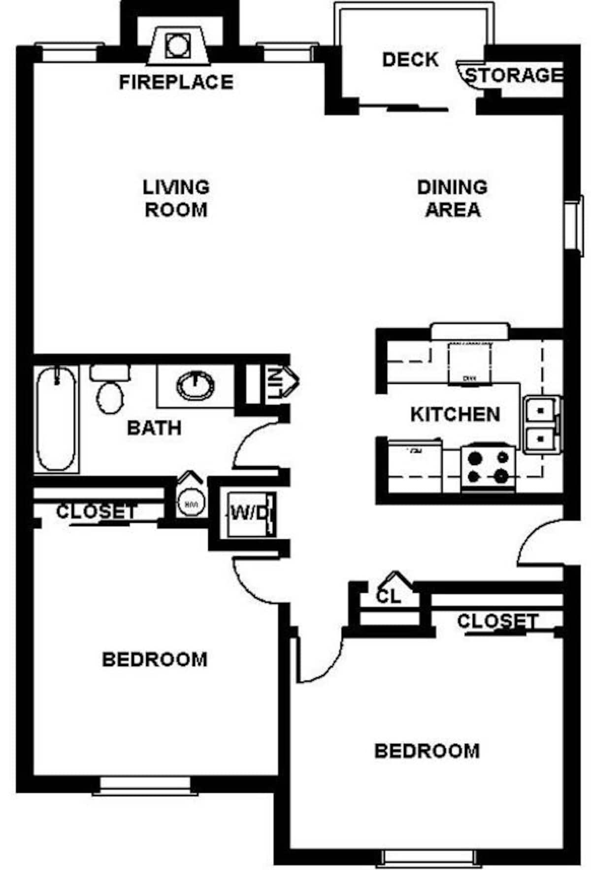 Floorplan diagram for B1, showing 2 bedroom