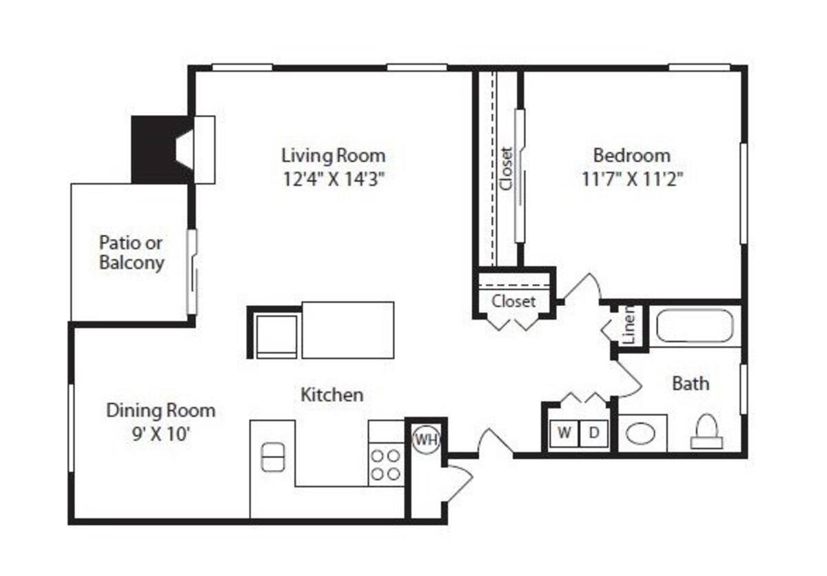 Floorplan diagram for A1 Classic, showing 1 bedroom