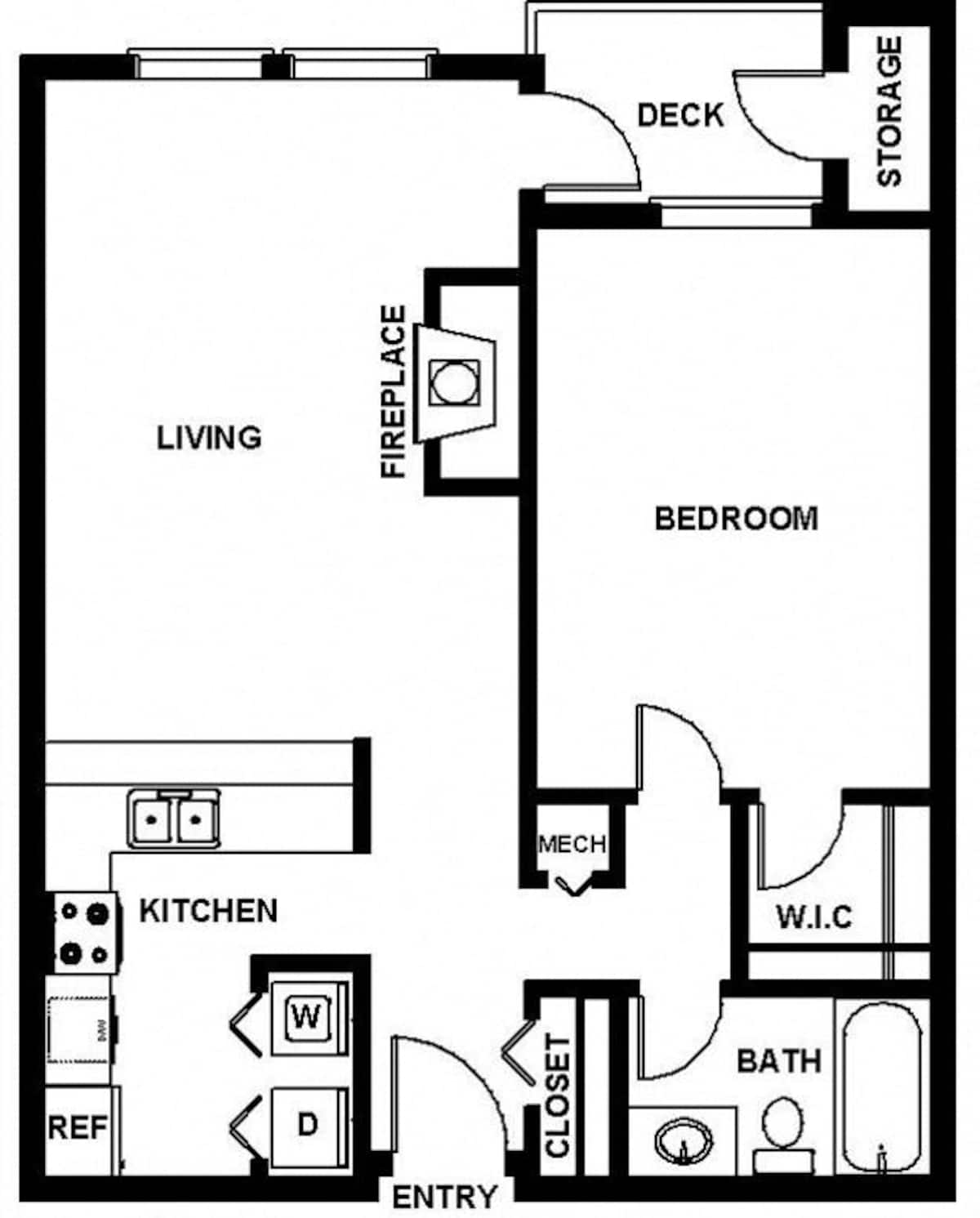 Floorplan diagram for A1, showing 1 bedroom