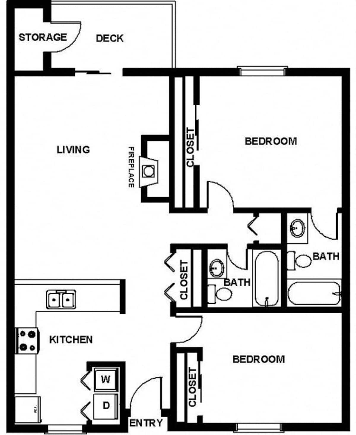 Floorplan diagram for B2, showing 2 bedroom