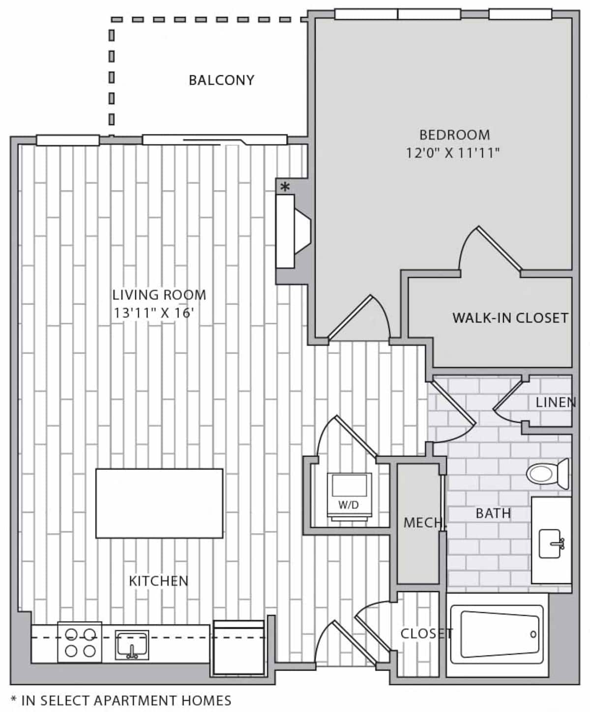 Floorplan diagram for A2, showing 1 bedroom