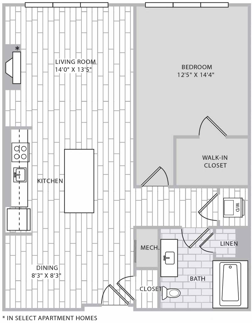 Plano de A3, que muestra 1 dormitorio