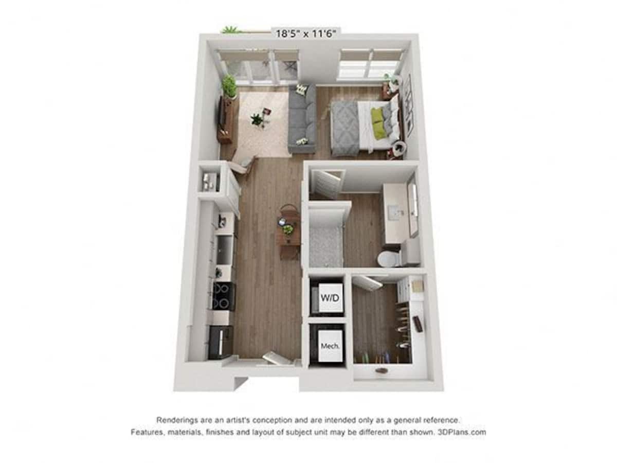 Floorplan diagram for S1.1, showing Studio