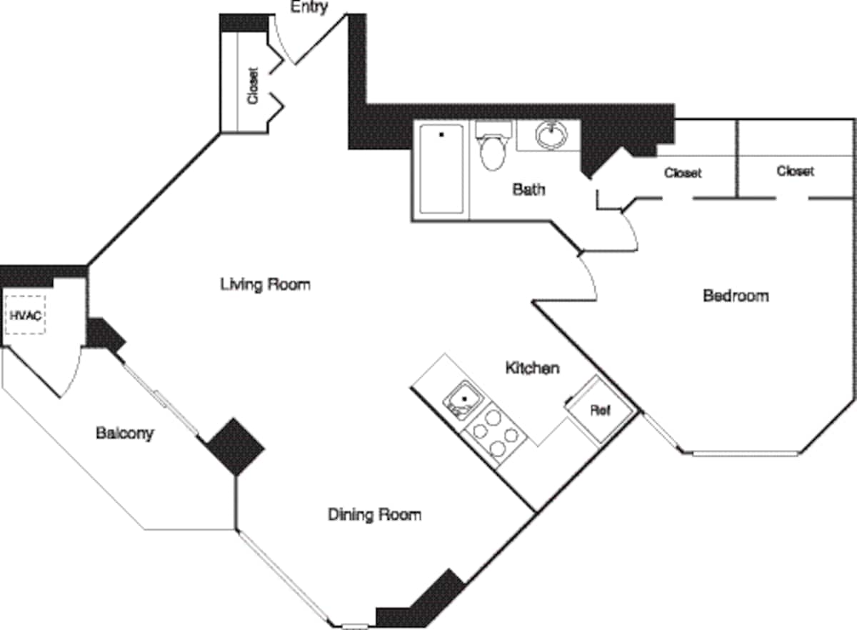 Floorplan diagram for Sycamore, showing 1 bedroom
