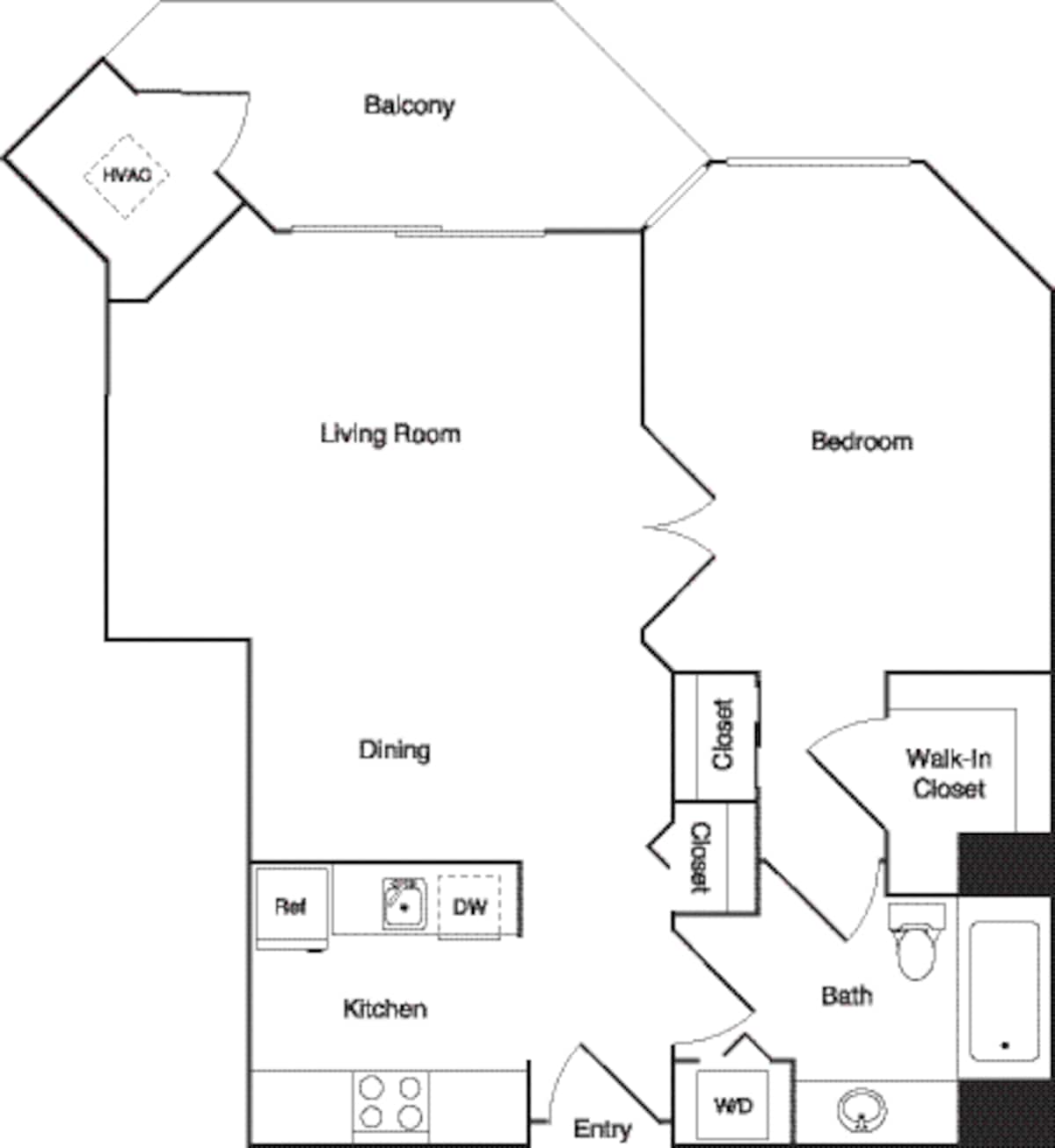 Floorplan diagram for Birch Renovated, showing 1 bedroom