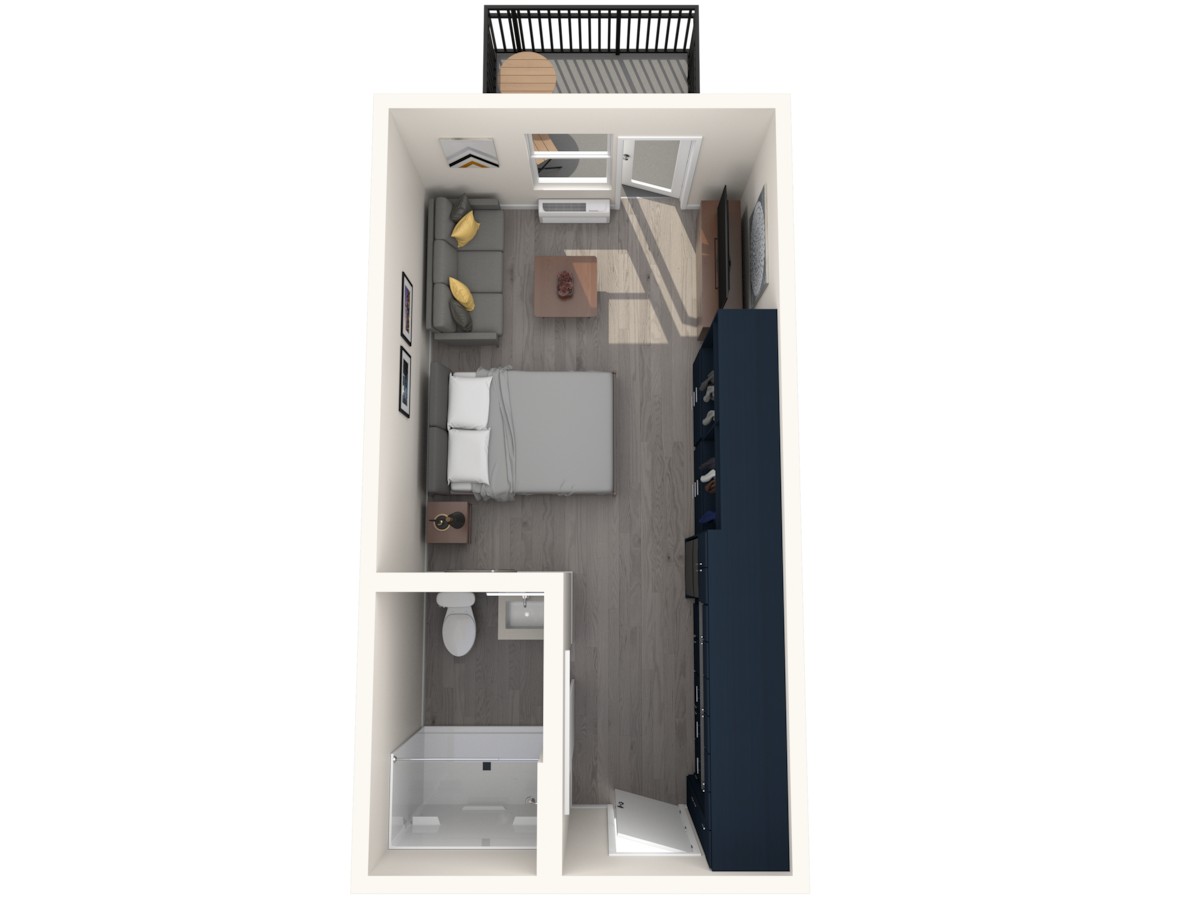 Floorplan diagram for Studio, showing Studio