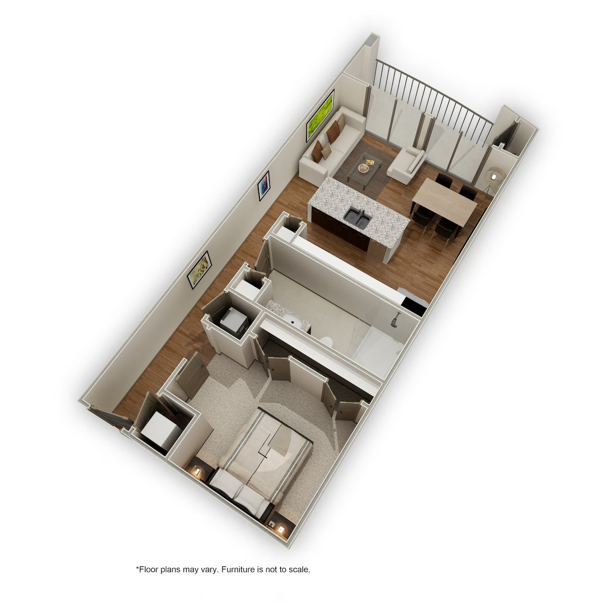 Diagram ng floorplan para sa A4, na nagpapakita ng 1 kuwarto