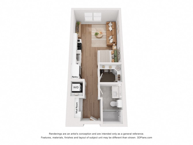 Floorplan diagram for Moss, showing Studio