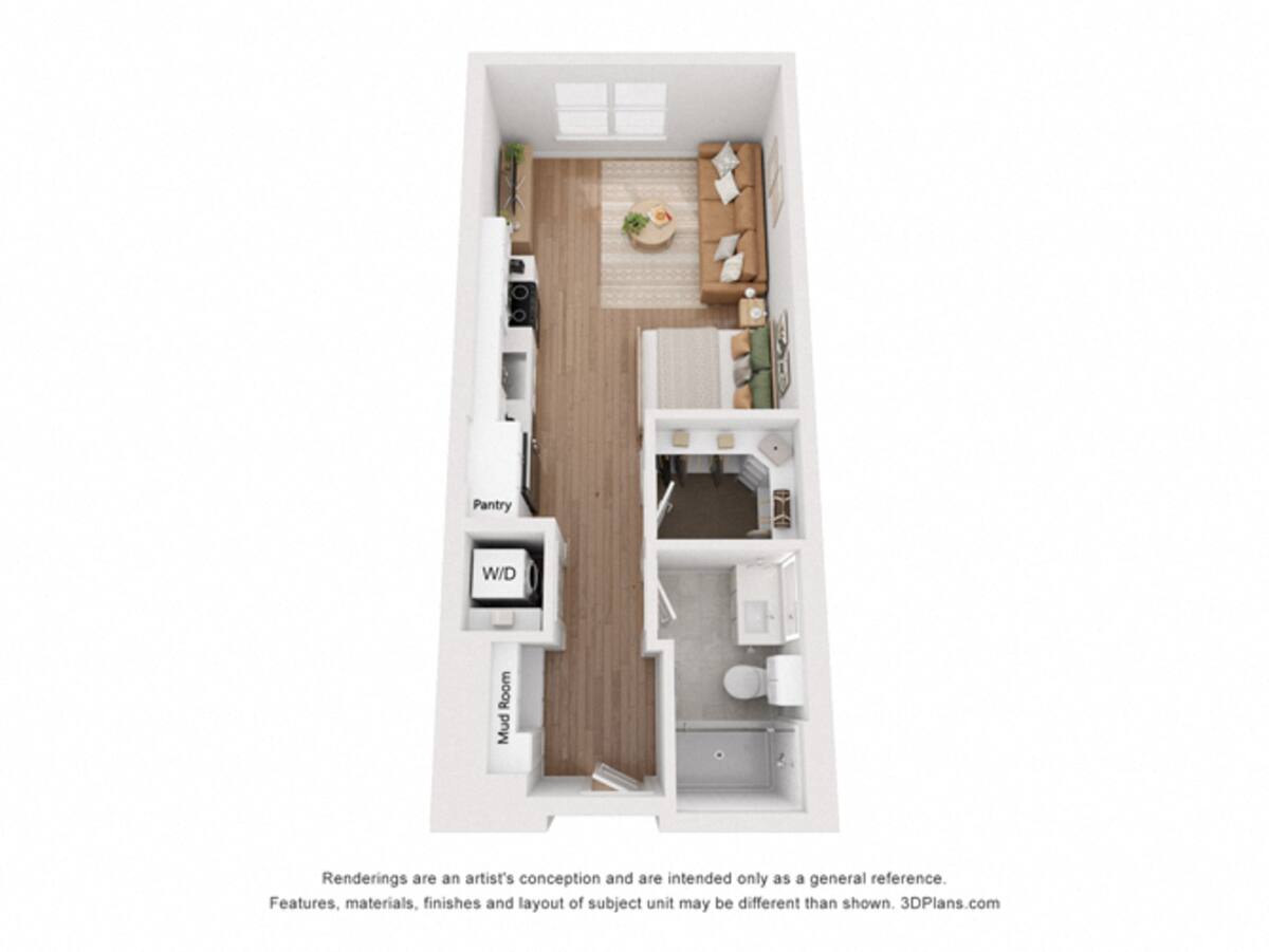 Floorplan diagram for Moss, showing Studio