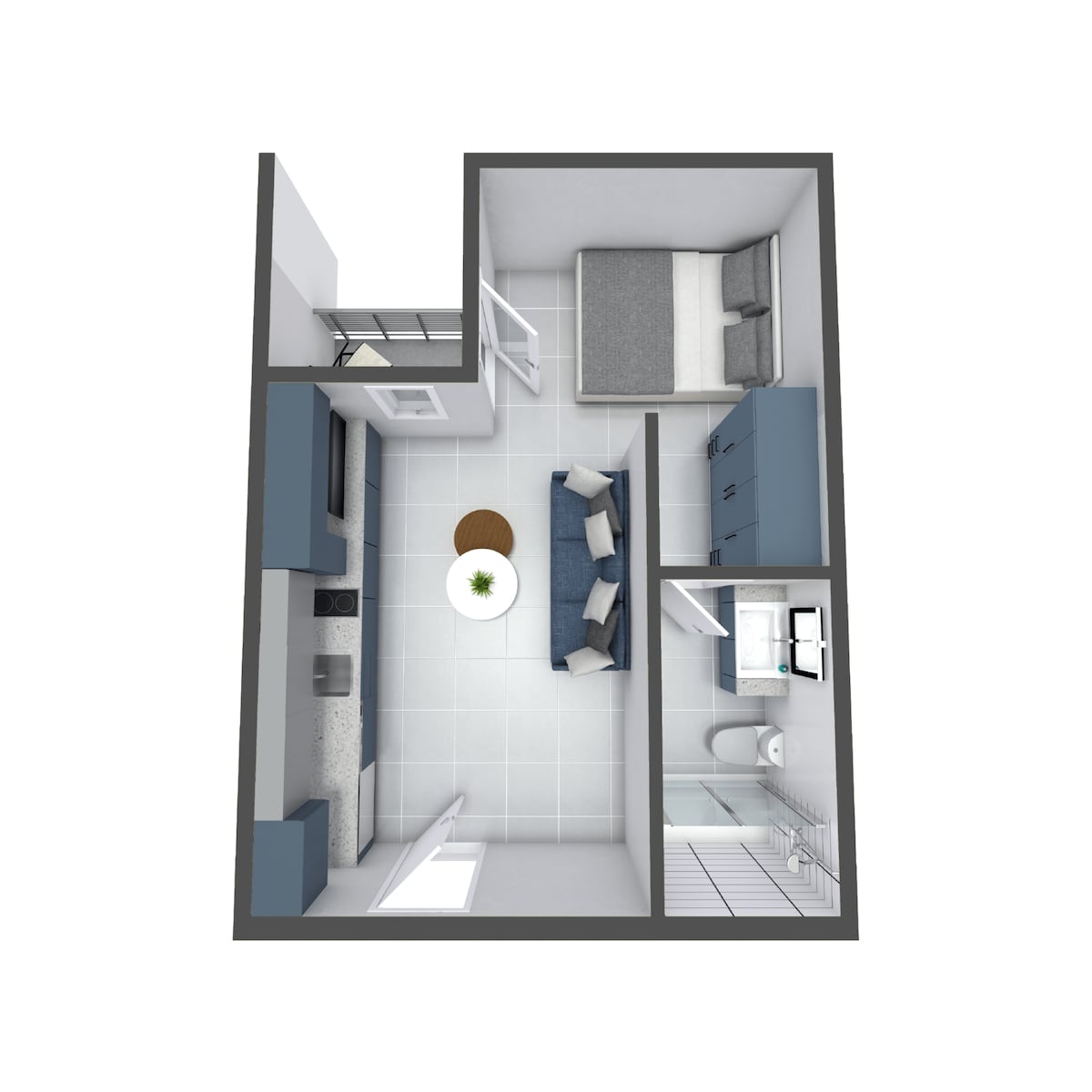 Floorplan diagram for Studio A, showing Studio