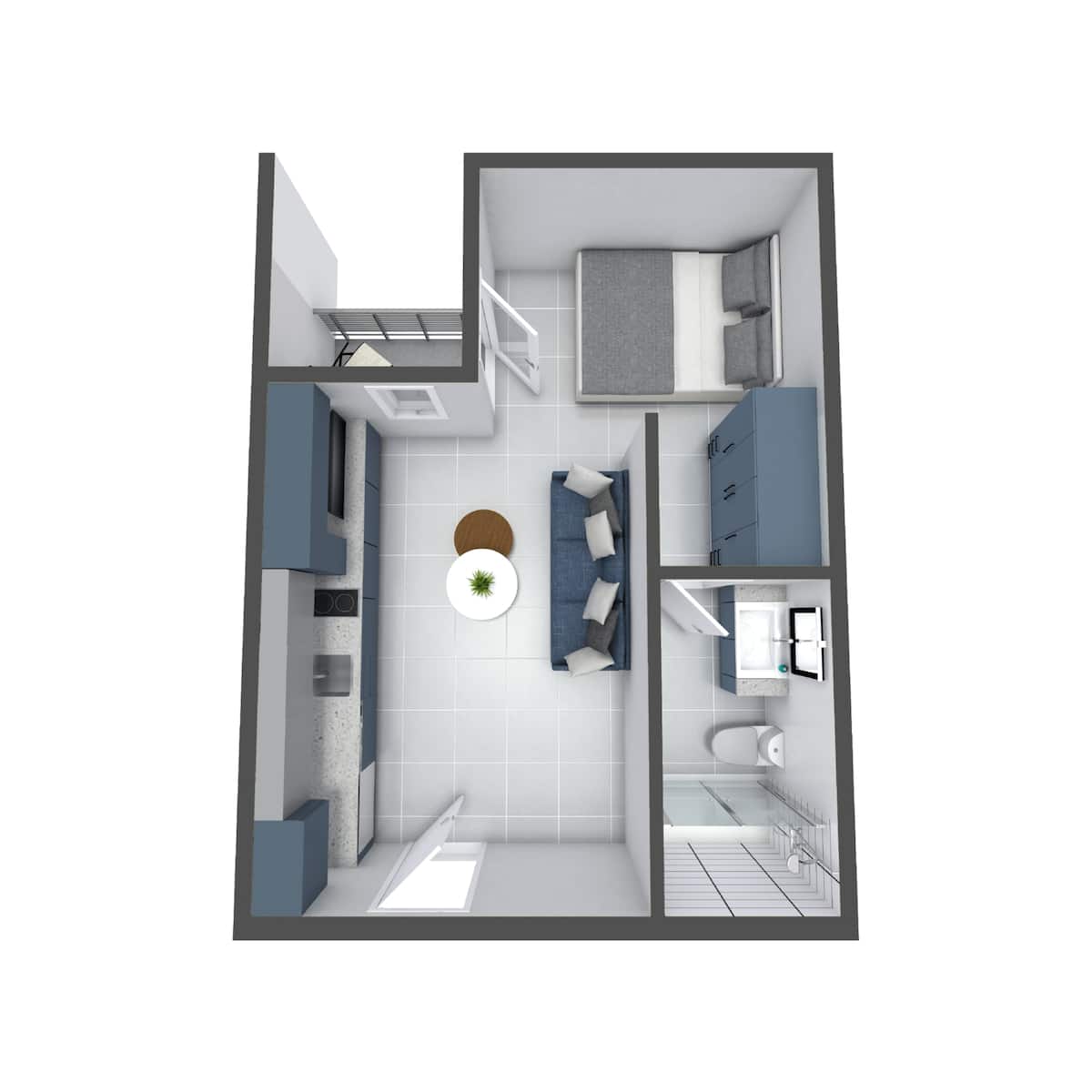 Floorplan diagram for Studio A, showing Studio